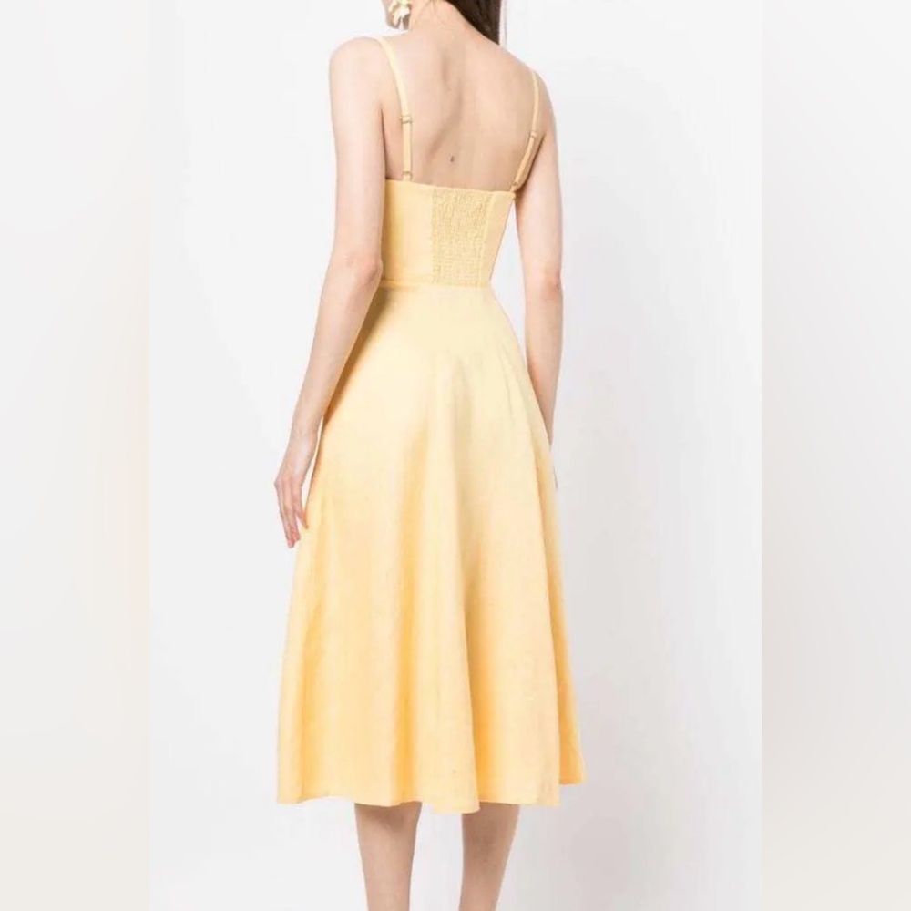 Zimmermann Pale Yellow Spaghetti-Strap Zip-Front Midi Dress - Picture 3 of 6